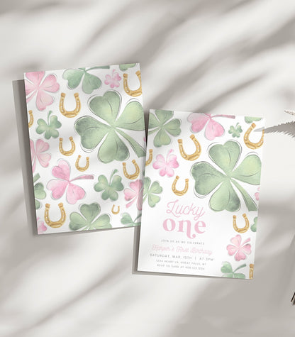 Lucky One Birthday Invitation Girl Printable - High Peaks Studios