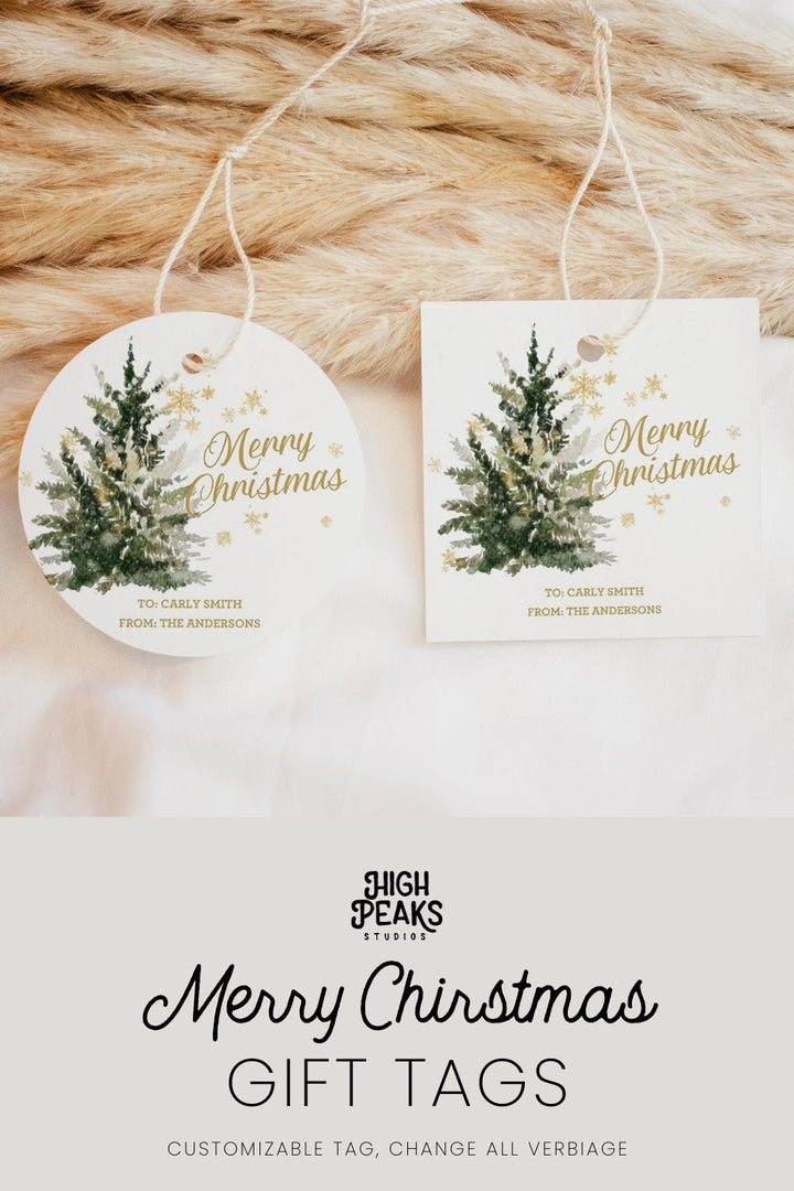 Merry Christmas Gift Tag Printable - High Peaks Studios