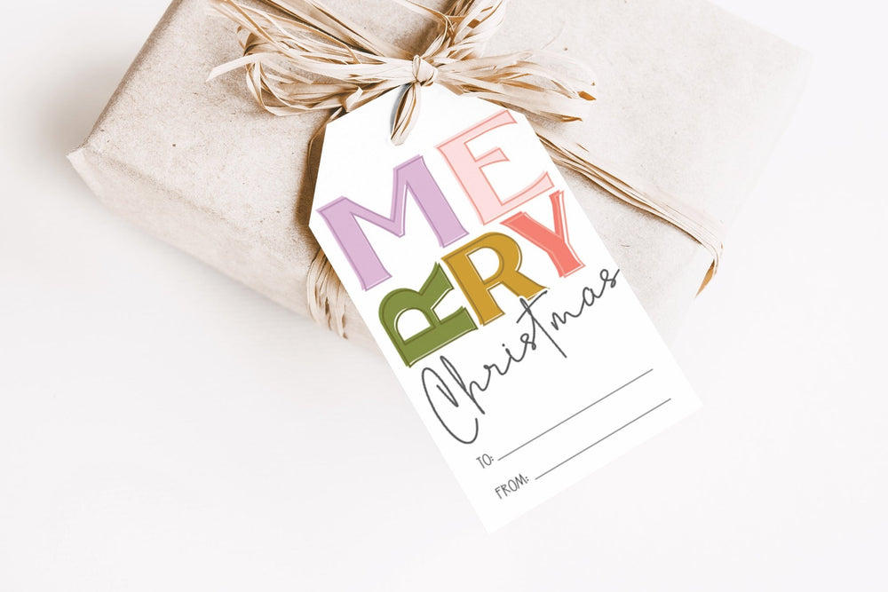 Merry Christmas Gift Tag Printable - Colorful - High Peaks Studios