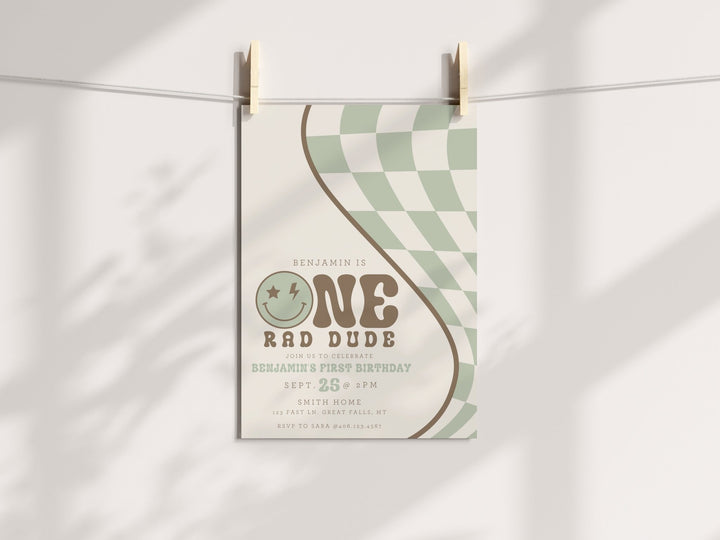 One Rad Dude Birthday Invitation Printable - High Peaks Studios
