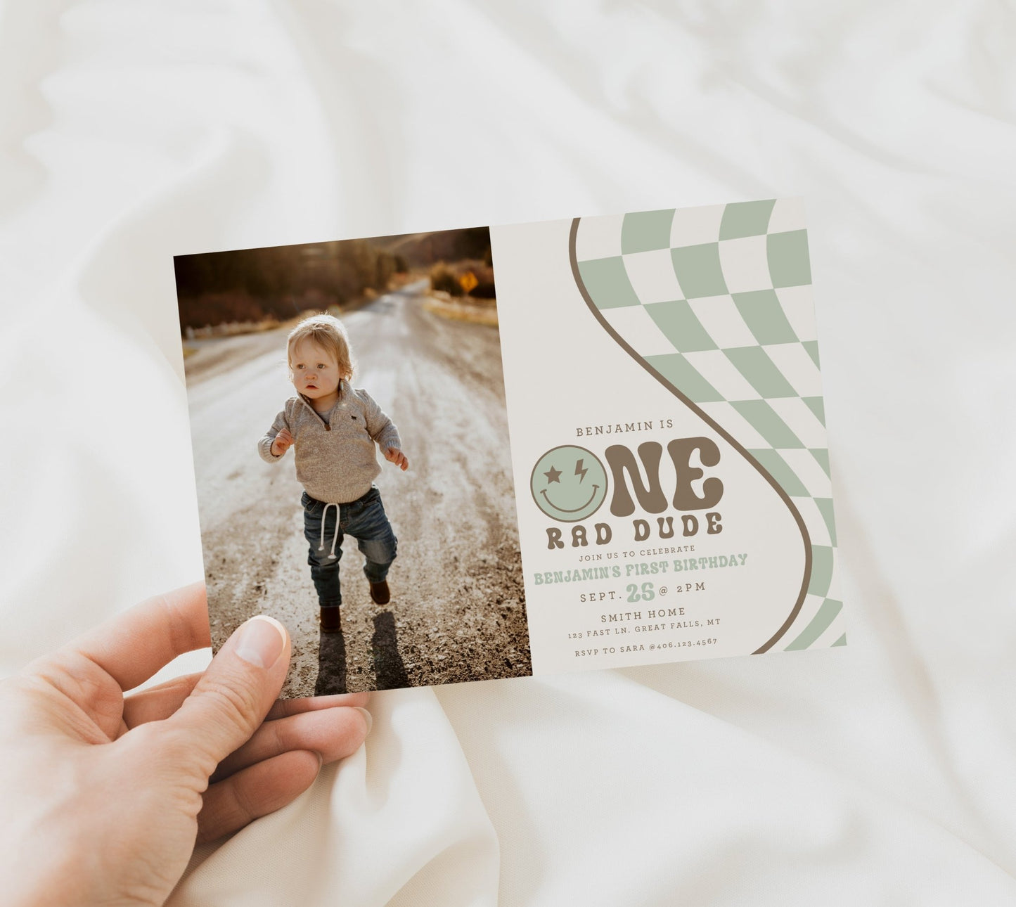 One Rad Dude Photo Birthday Invitation Printable - High Peaks Studios