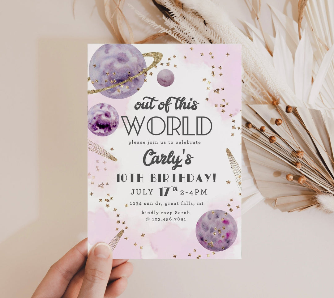 Out of this WORLD Galaxy Birthday Invitation Template - High Peaks Studios