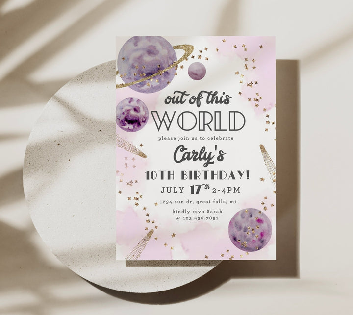 Out of this WORLD Galaxy Birthday Invitation Template - High Peaks Studios