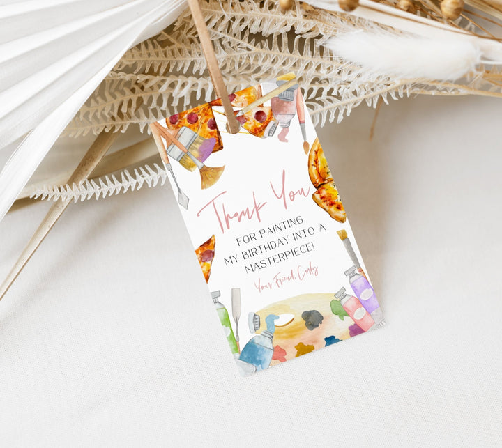 Painting Art and Pizza Party Favor Tag Printable - High Peaks Studios