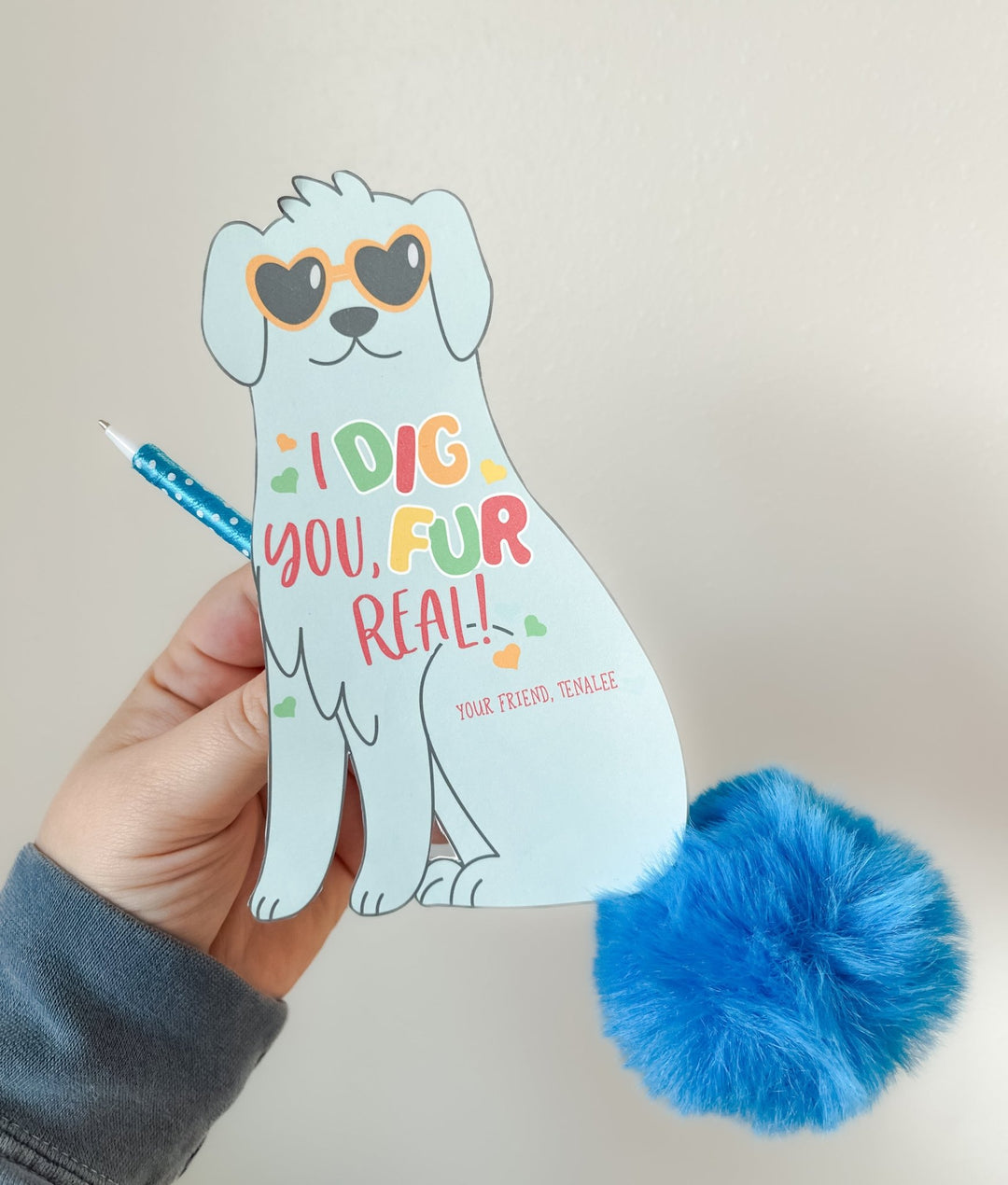 Pom Pom Pen Dog Valentine Gift Printables - High Peaks Studios