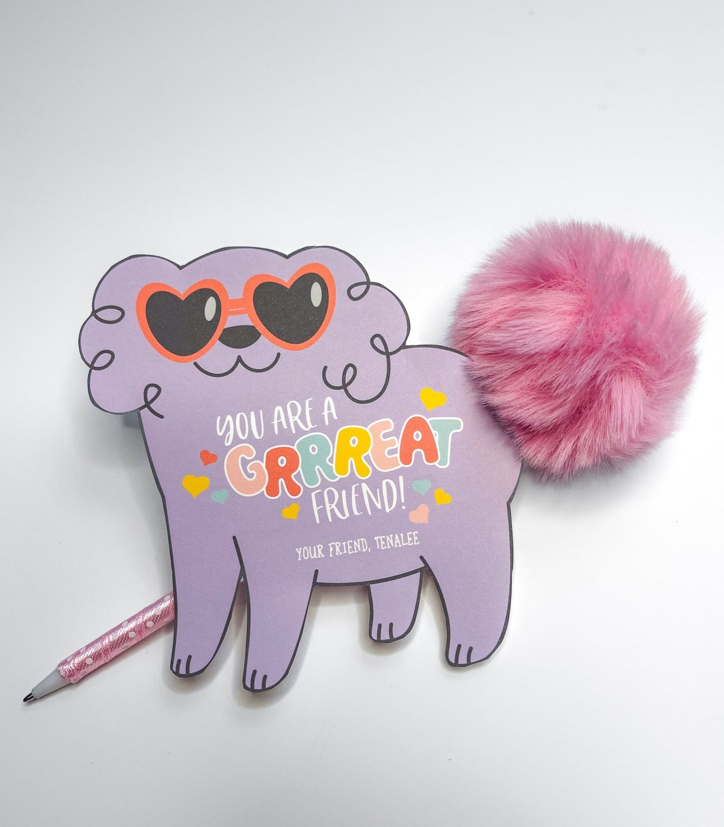 Pom Pom Pen Dog Valentine Gift Printables - High Peaks Studios