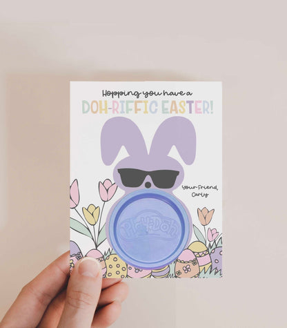 Purple Easter Peep PlayDoh Valentine Printable - High Peaks Studios