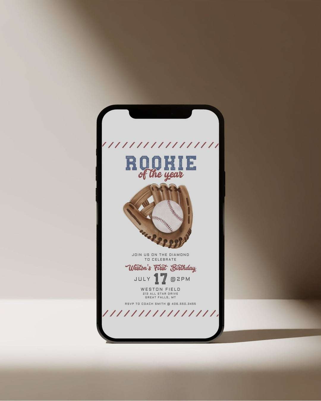 Rookie of the Year Personalized First Birthday Baseball Custom 