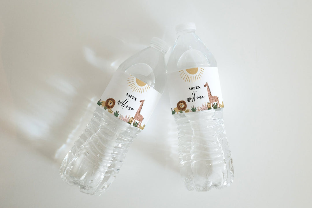 Safari Party Water Bottle Label Printables - High Peaks Studios