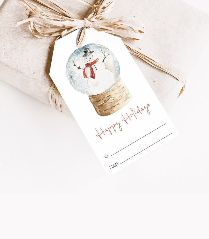 Snow Globe Snowman Gift Tag Printable - High Peaks Studios