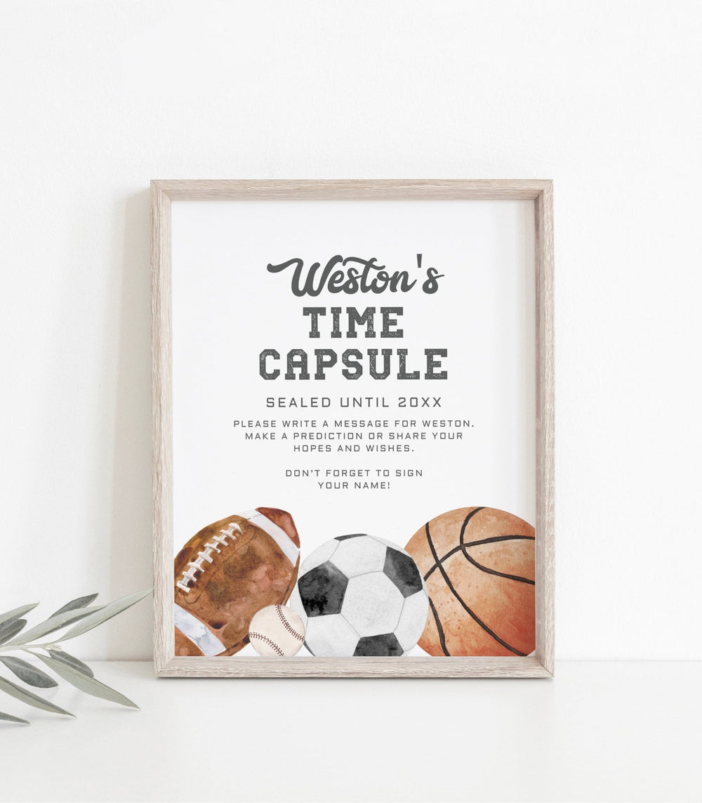 Sports Birthday Time Capsule Sign and Note Cards - High Peaks Studios