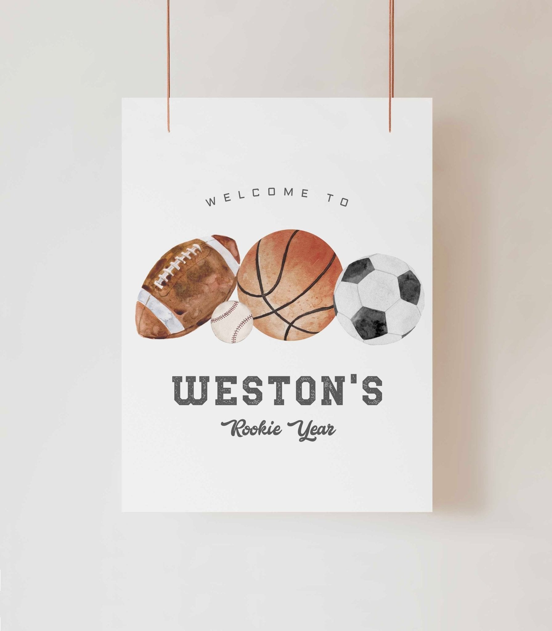 Sports Birthday Welcome Sign Poster Printable - High Peaks Studios