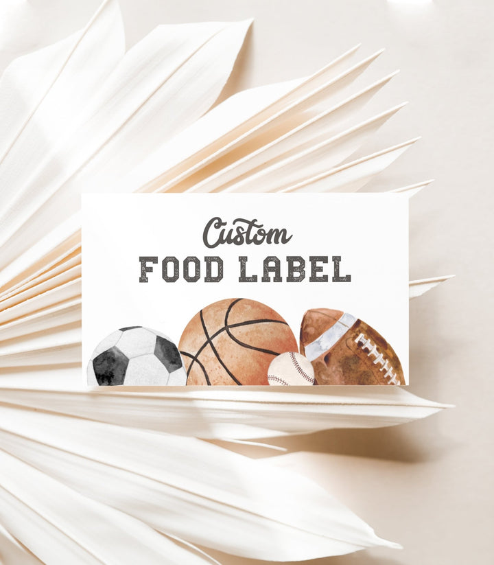 Sports Party Customizable Food Tent Labels - High Peaks Studios