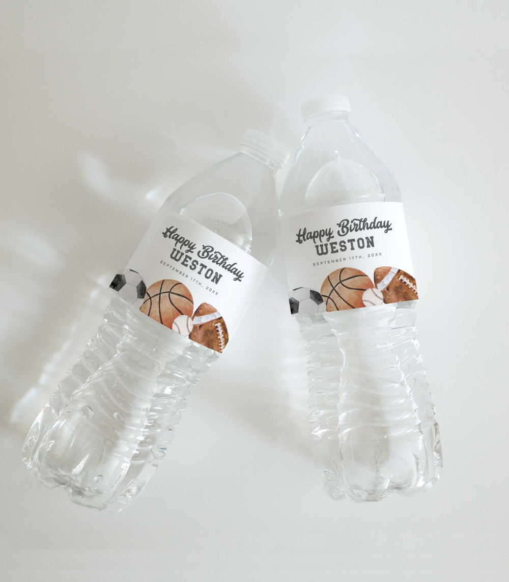Sports Party Water Bottle Label Printables - High Peaks Studios