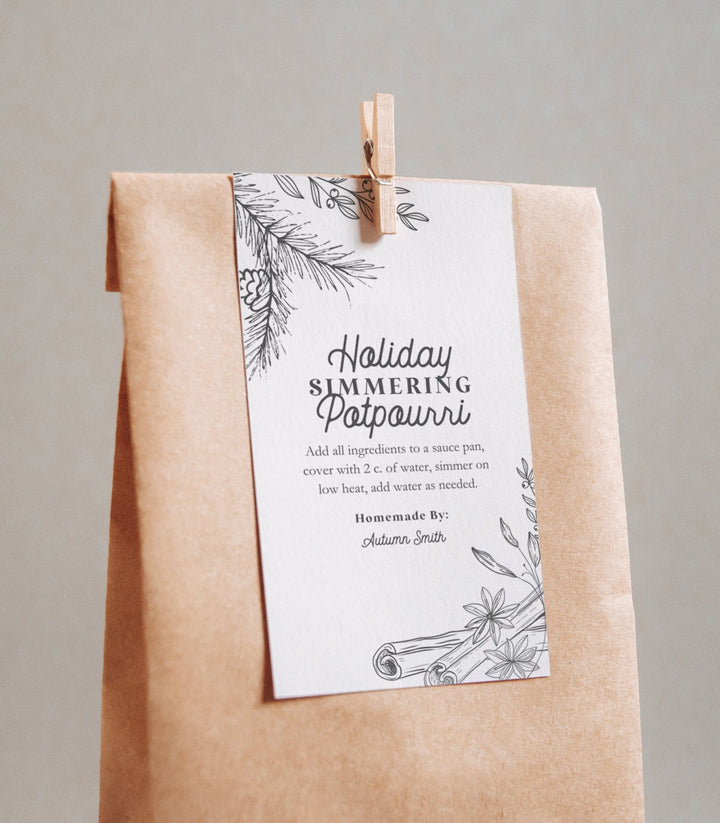 Stovetop Potpourri Holiday Gift Tag Printable - High Peaks Studios