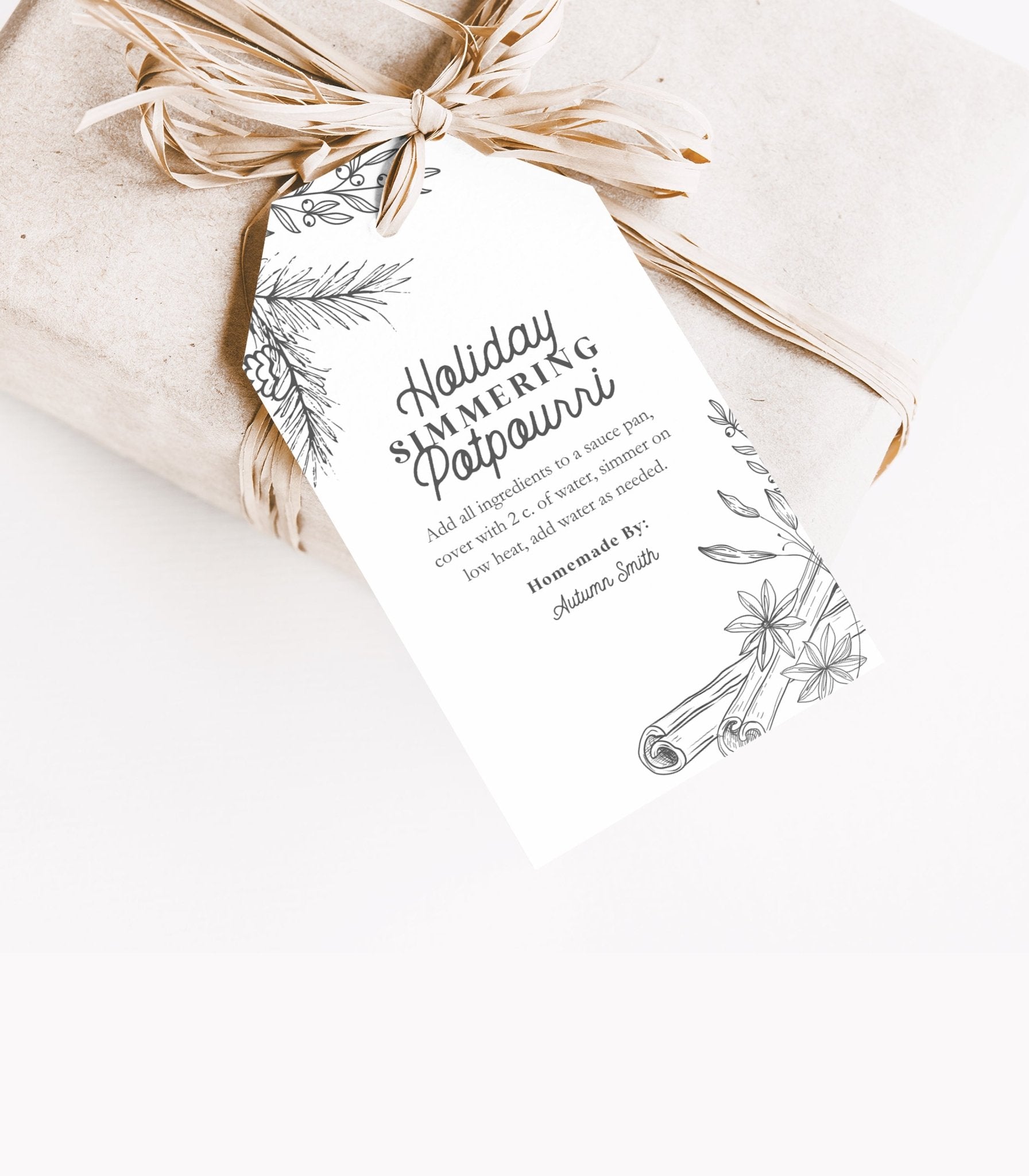 Stovetop Potpourri Holiday Gift Tag Printable - High Peaks Studios