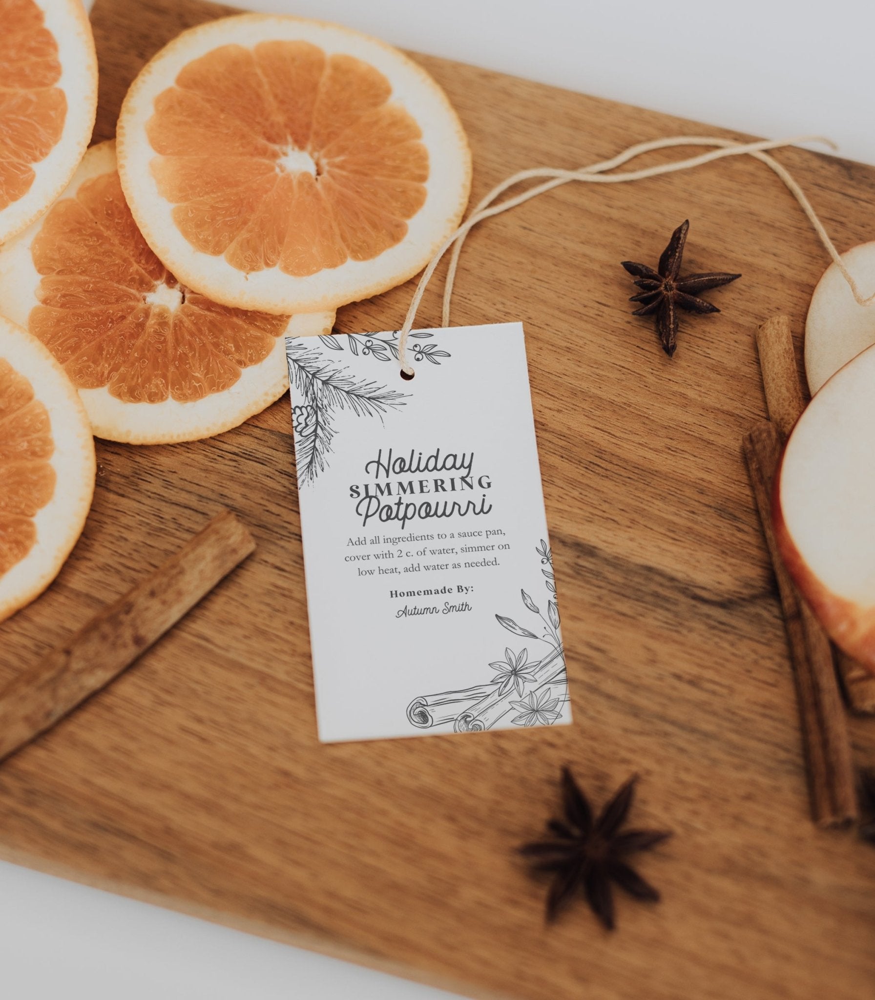 Stovetop Potpourri Holiday Gift Tag Printable - High Peaks Studios