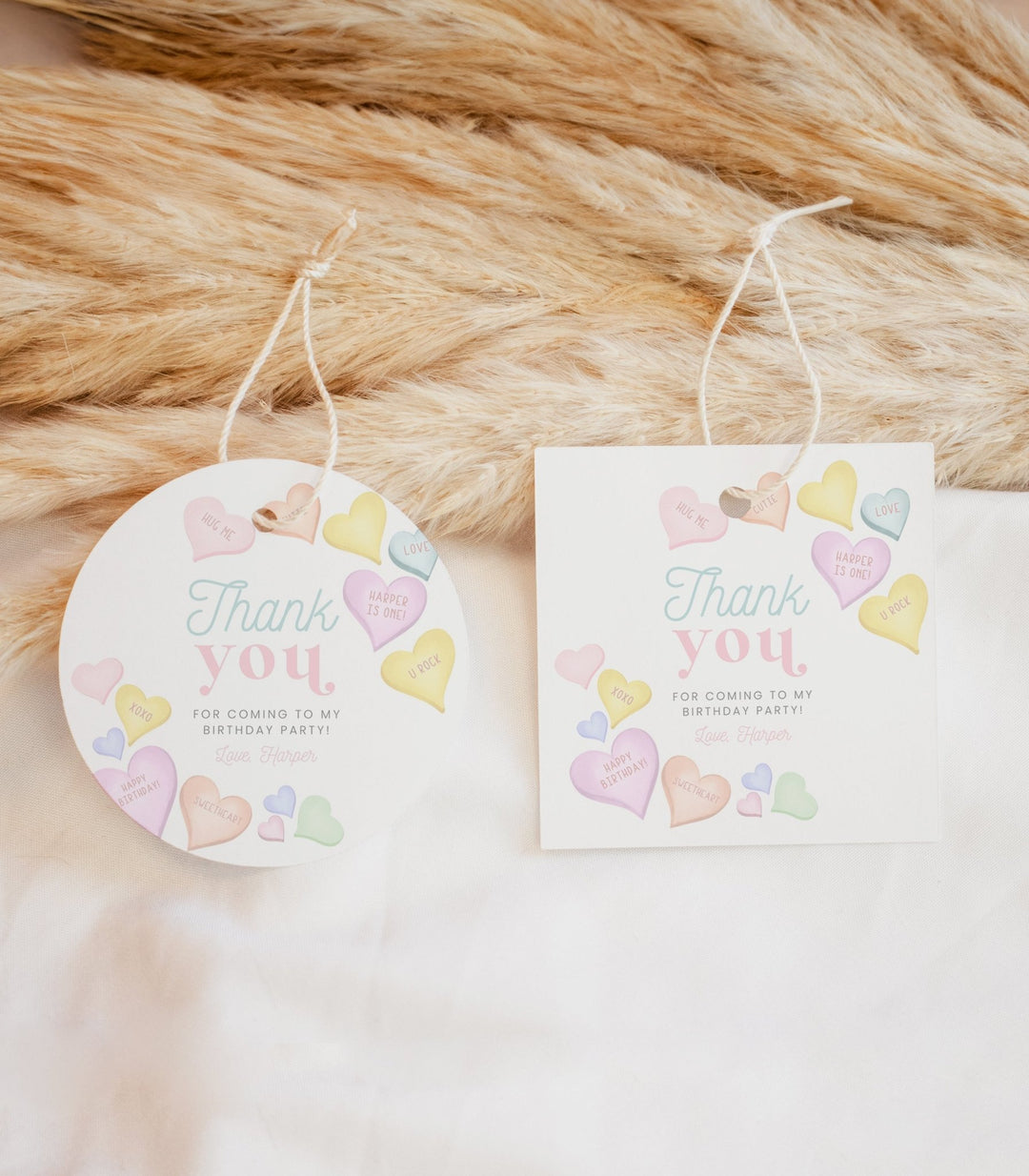Sweetheart Birthday Circle and Square Favor Printables - High Peaks Studios