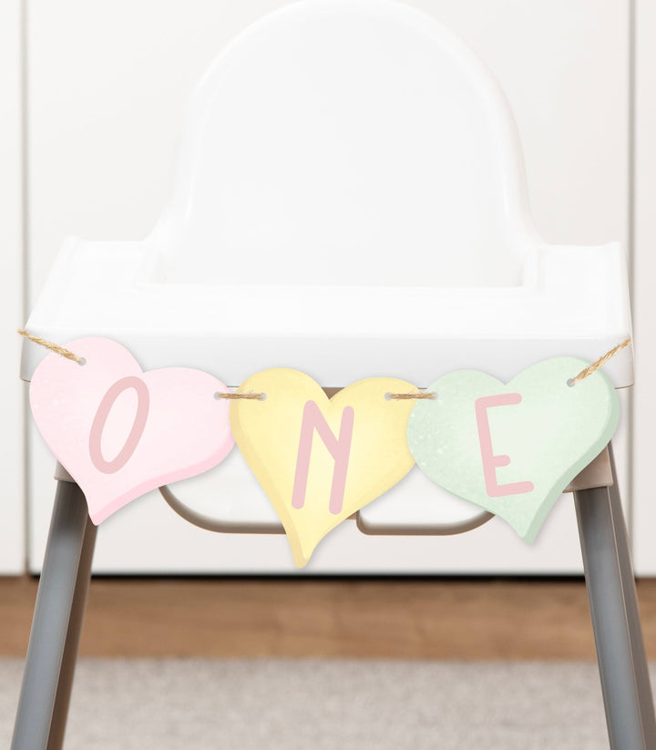 Sweetheart First Birthday High Chair Heart Banner Cutouts - High Peaks Studios
