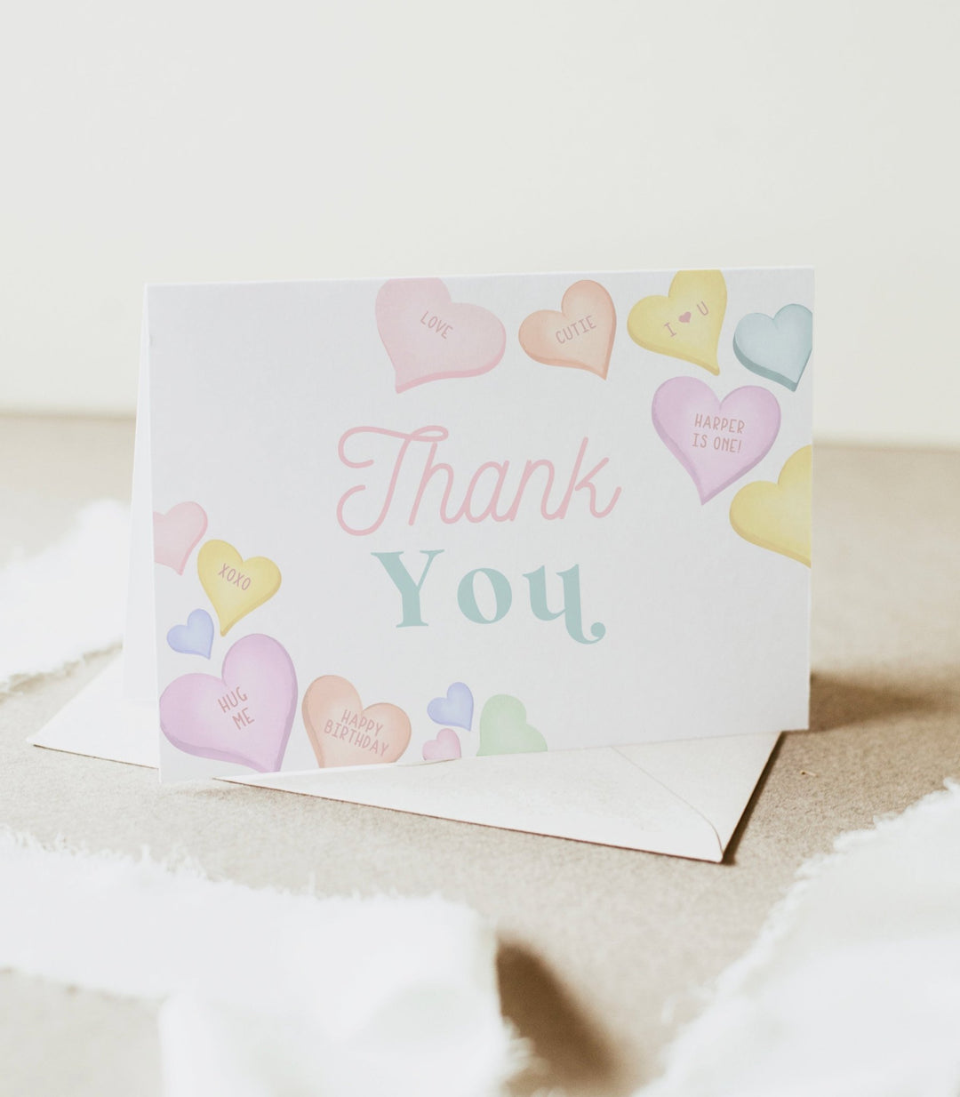 Sweetheart Folded Thank You Card Template - High Peaks Studios