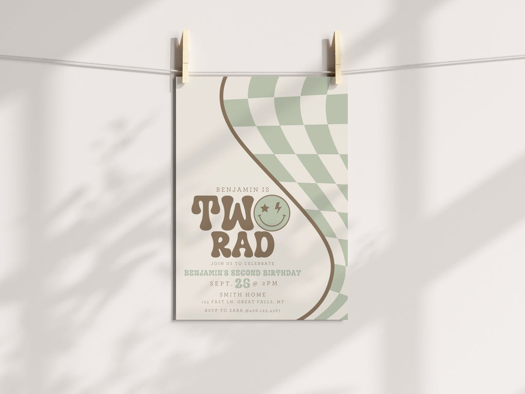 Two Rad Second Birthday Invitation Printable - High Peaks Studios