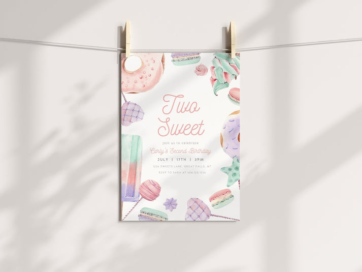Two Parts Invitation Two Sweet Birthday Party Invitation Printable - Pastels – High Peaks ...