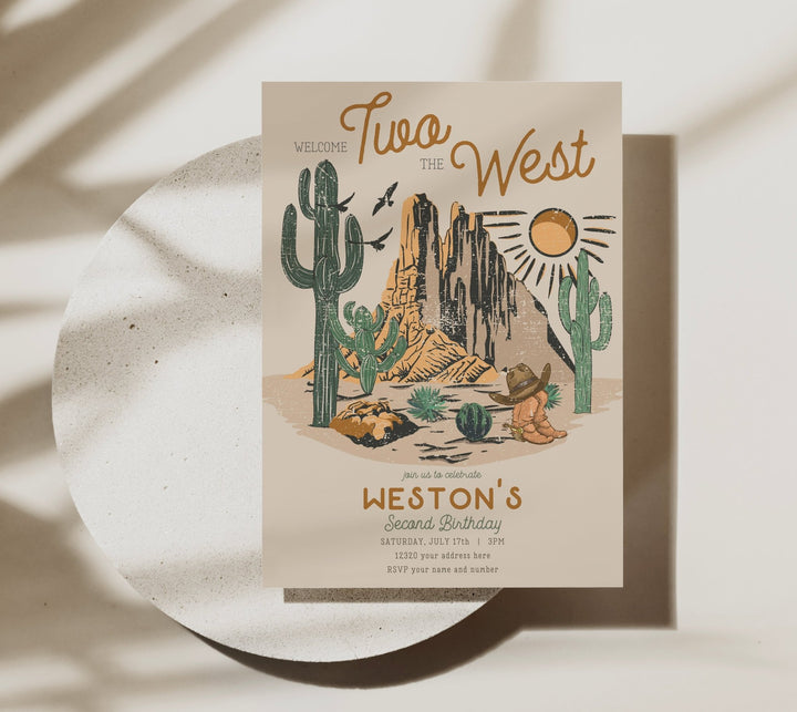 Welcome TWO the West Second Birthday Invitation Printable - High Peaks Studios