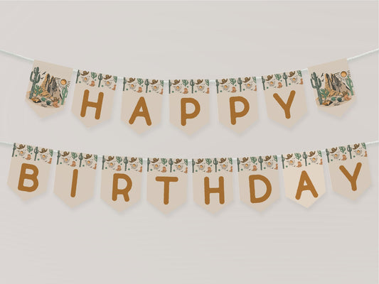 Western Happy Birthday Pennant Banner - High Peaks Studios