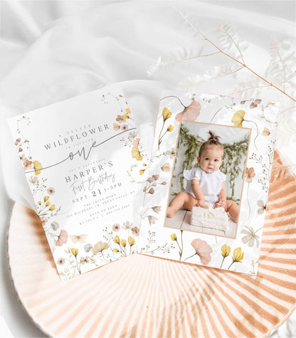 Wildflower First Birthday Invitation - High Peaks Studios