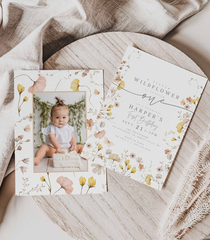 Wildflower First Birthday Invitation - High Peaks Studios