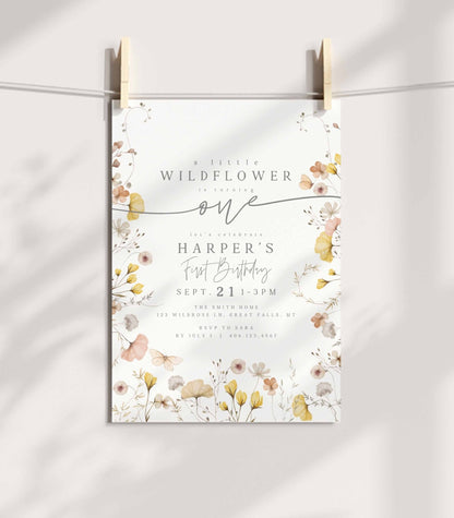 Wildflower First Birthday Invitation - High Peaks Studios