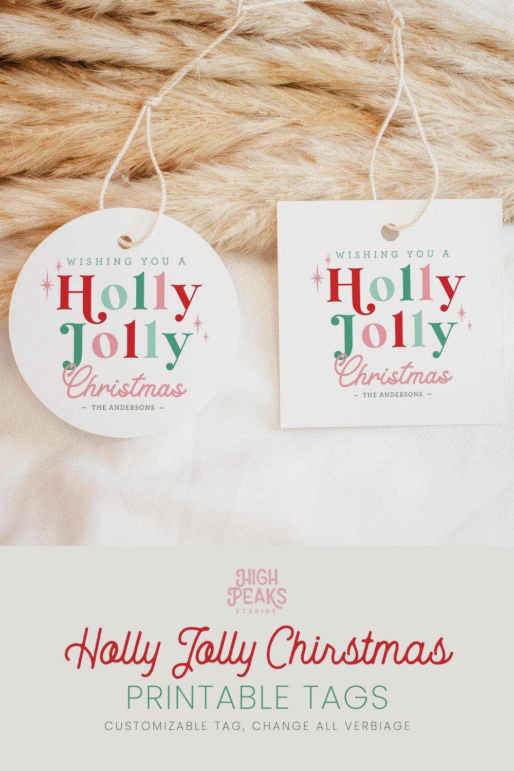 Wishing You a Holly Jolly Christmas Gift Tag Printable - High Peaks Studios