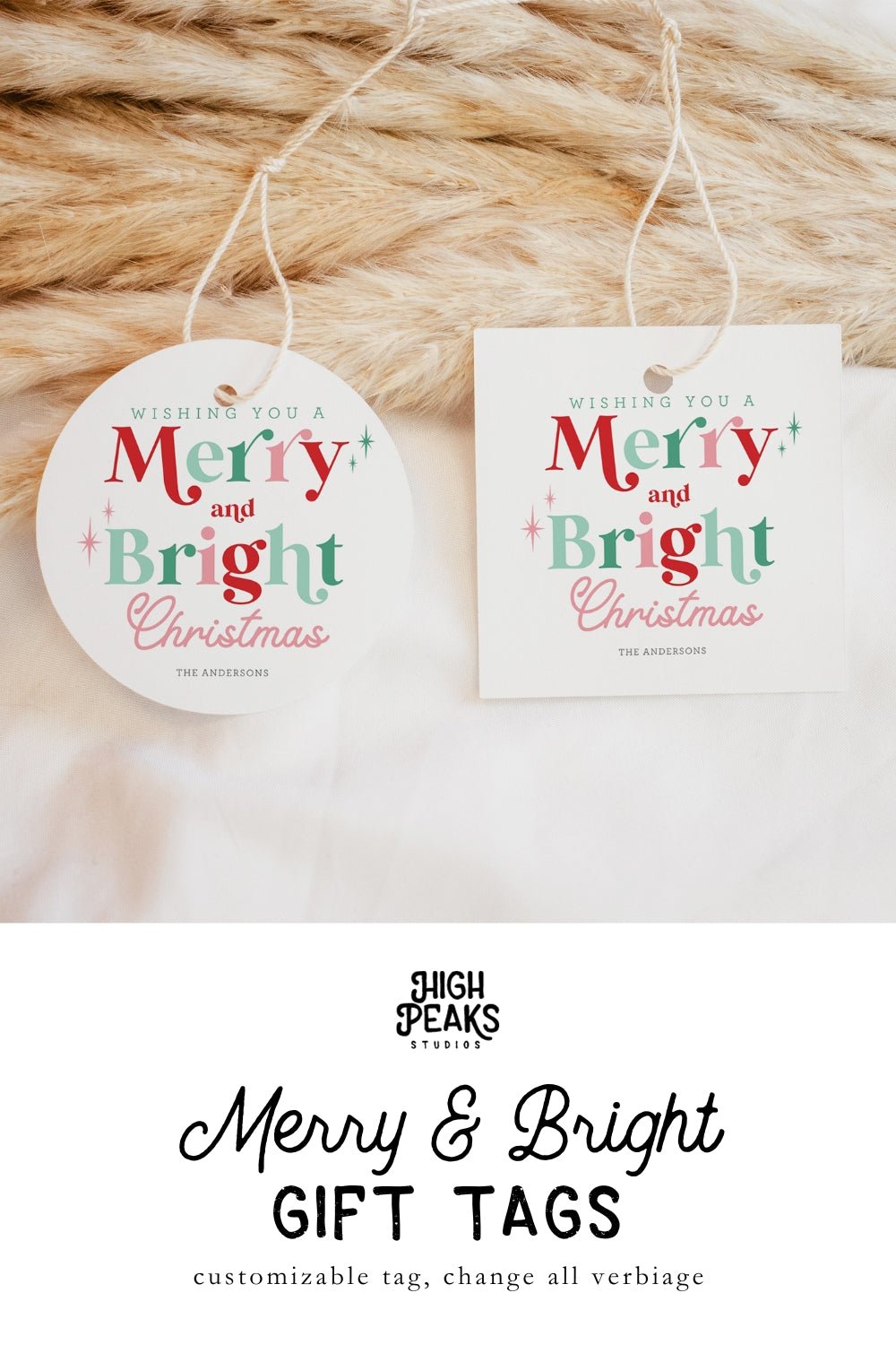 Wishing You a Merry And Bright Christmas Gift Tag - High Peaks Studios
