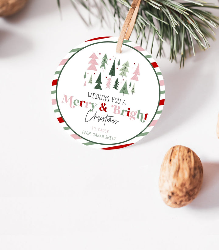 Wishing you a Merry & Bright Christmas Printable Gift Tag - High Peaks Studios