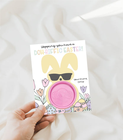 Yellow Easter Peep Play Doh Valentine Printable - High Peaks Studios